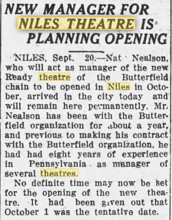 Ready Theatre - 20 Sep 1927 Article (newer photo)